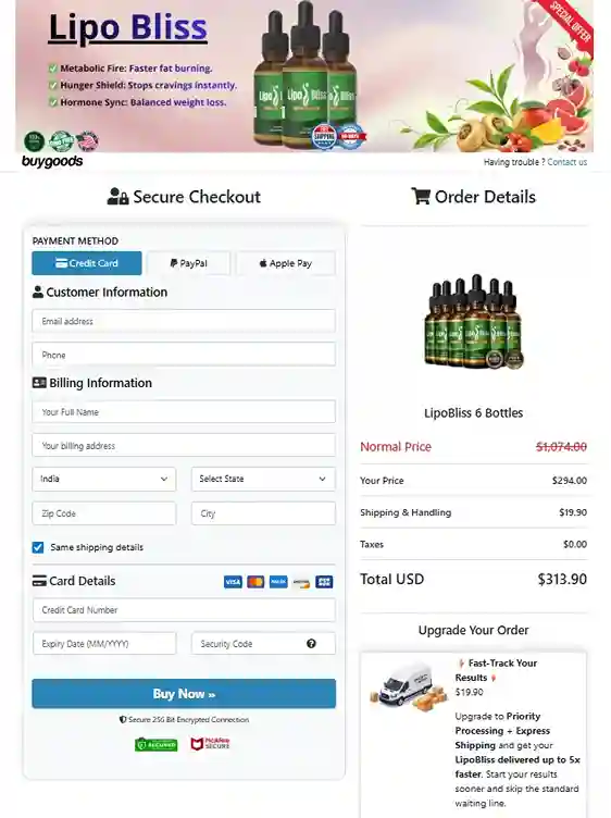 LipoBliss LipoBliss Order Page